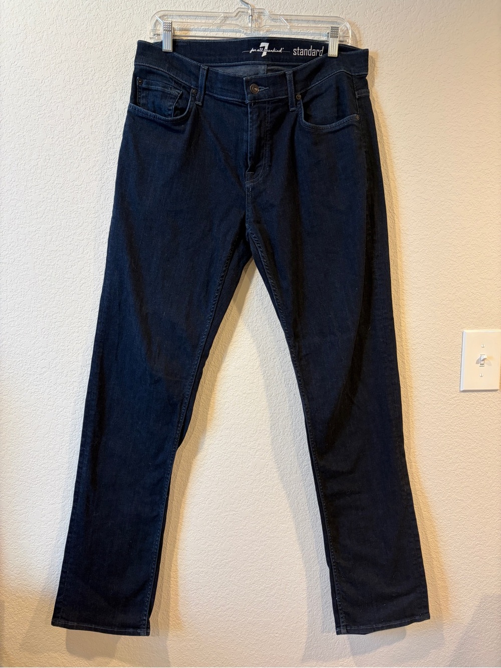 7 For All Mankind Men’s Dark Wash Standard Straight Leg Jeans - 33